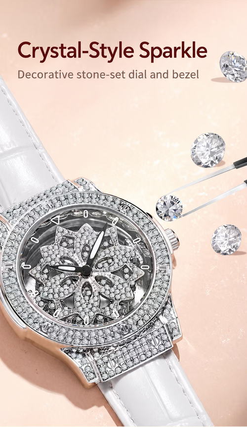 Women's Snowflake Dial Quartz Watch with White Strap