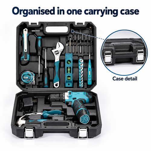 29-Piece Cordless Drill and Tool Kit in Black Case
