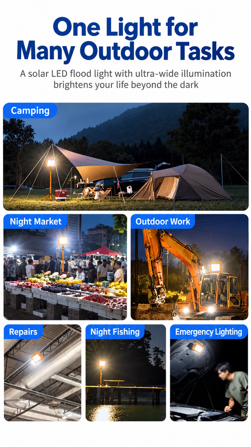 Orange Solar LED Work Light with USB Power Output