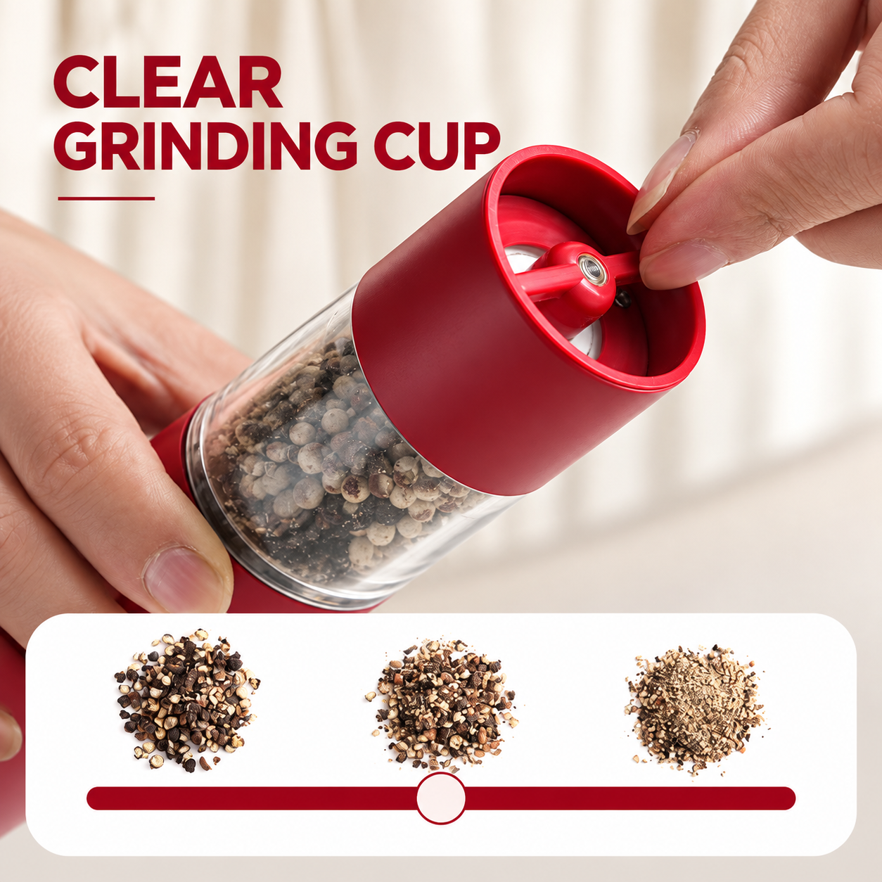 Red USB-C Rechargeable Electric Spice Grinder - Adjustable Coarseness