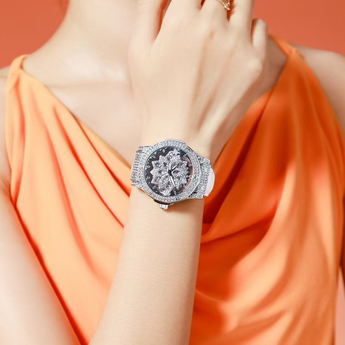 Women's Snowflake Dial Quartz Watch with White Strap