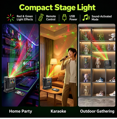 Compact Red and Green Stage Light with Remote Control