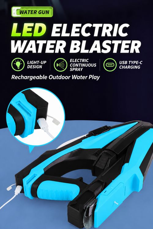Blue Electric Light-Up Water Blaster with Type-C Charging
