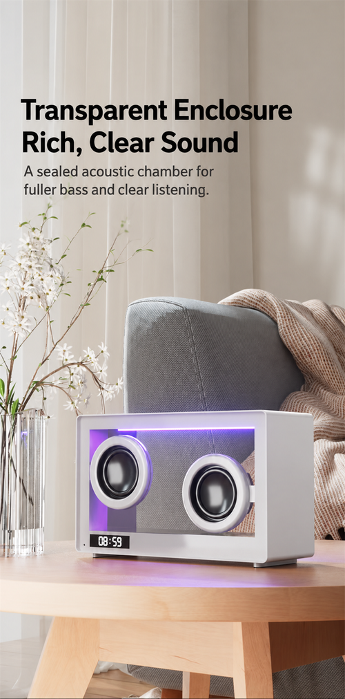 White M9 Transparent Bluetooth Speaker with Ambient Lights
