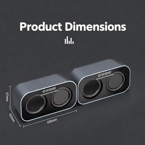 Gray Mini Desktop Stereo Speakers with USB Power and 3.5 mm Audio