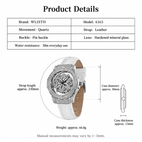 Women's Snowflake Dial Quartz Watch with White Strap
