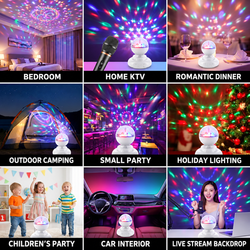 White Bluetooth Speaker with Colour Projection Light
