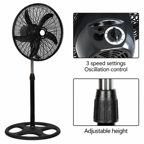 18-Inch Pedestal Fan with Openwork Round Base