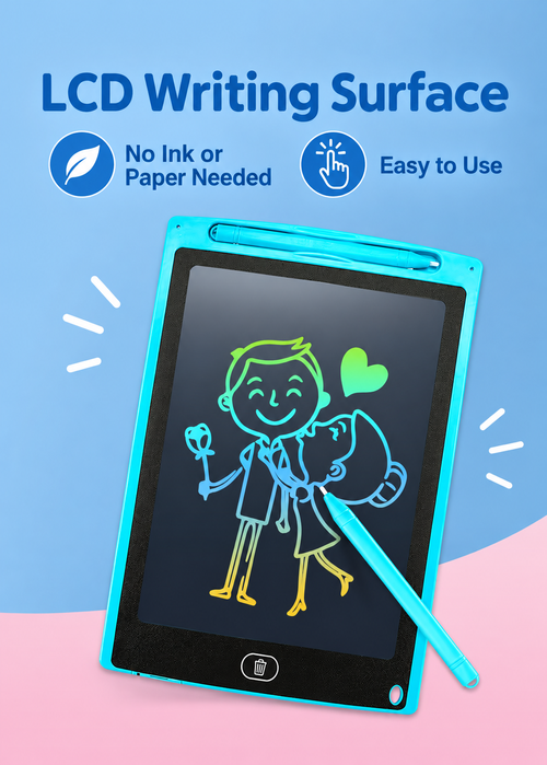 Blue 10-Inch LCD Writing Tablet with Stylus