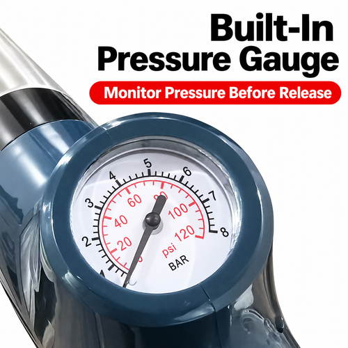 Manual Air-Powered Drain Blaster with Pressure Gauge