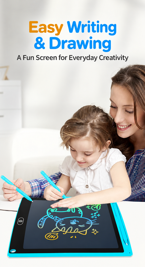 Blue 10-Inch LCD Writing Tablet with Stylus