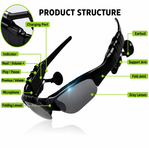 Bluetooth Audio Sunglasses with Foldable Frames