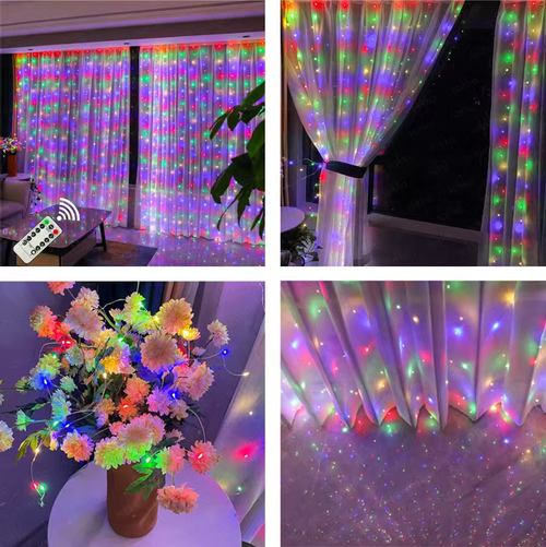 Multicolor LED Copper Wire Curtain String Lights