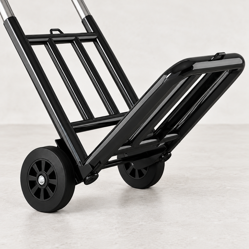 Portable Folding Hand Truck with Telescopic Handle and Black Wheels
