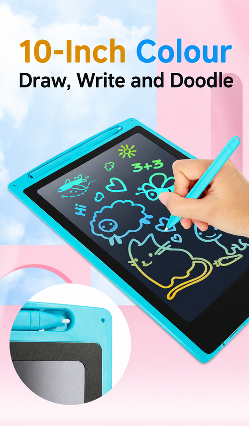 Blue 10-Inch LCD Writing Tablet with Stylus