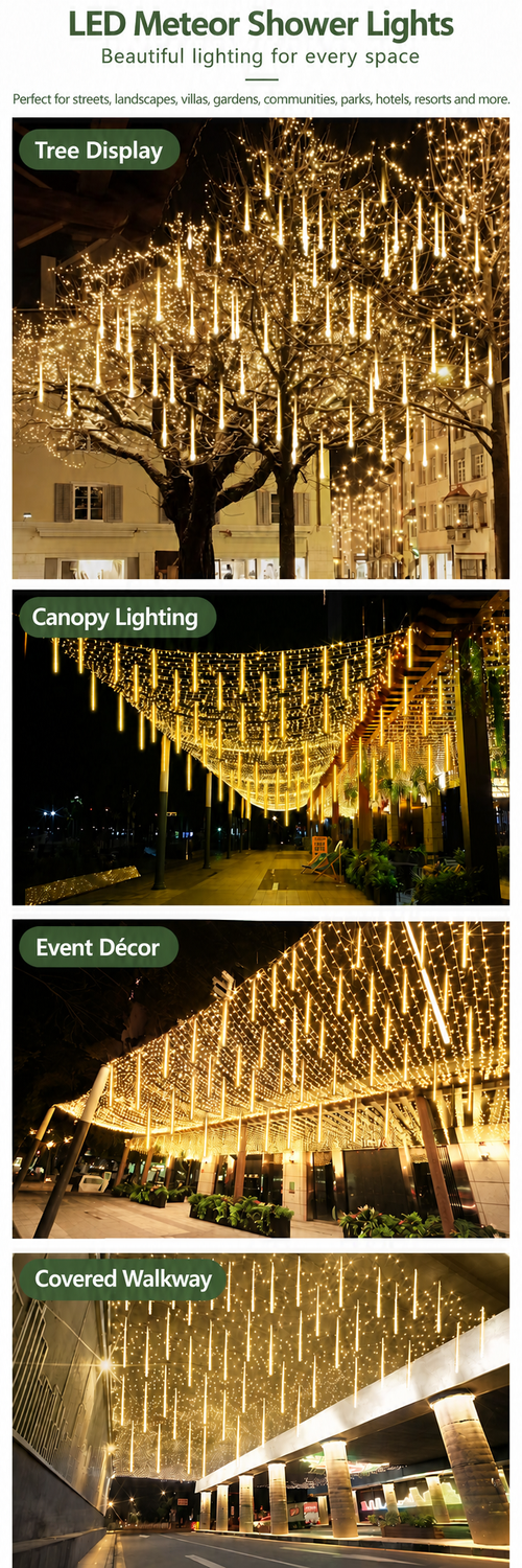 Warm White Meteor Shower Tube String Lights