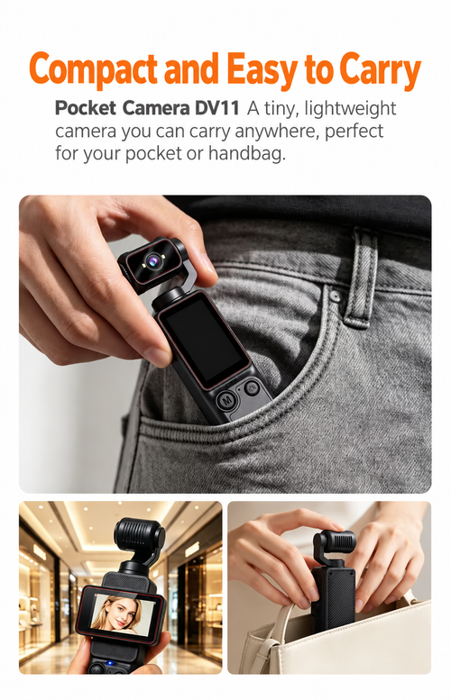 Portable Pocket Camera with Rotating Screen