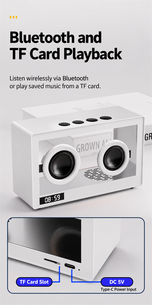 White M9 Transparent Bluetooth Speaker with Ambient Lights
