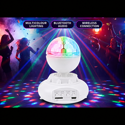 White Bluetooth Speaker with Colour Projection Light
