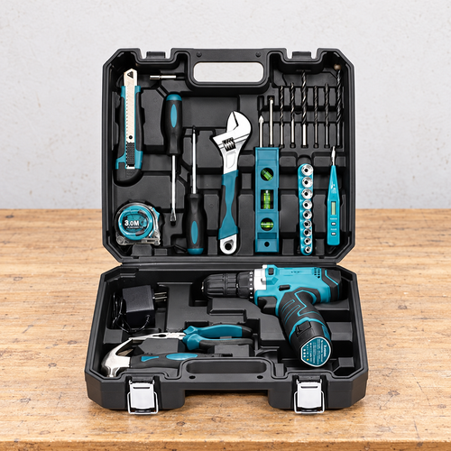 29-Piece Cordless Drill and Tool Kit in Black Case