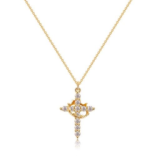 Personalized creative pendant fashion necklace with zirconia crown cross