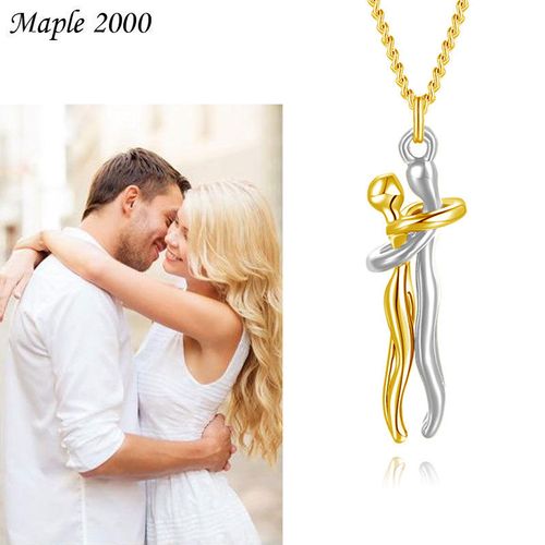Couple hugging pendant necklace