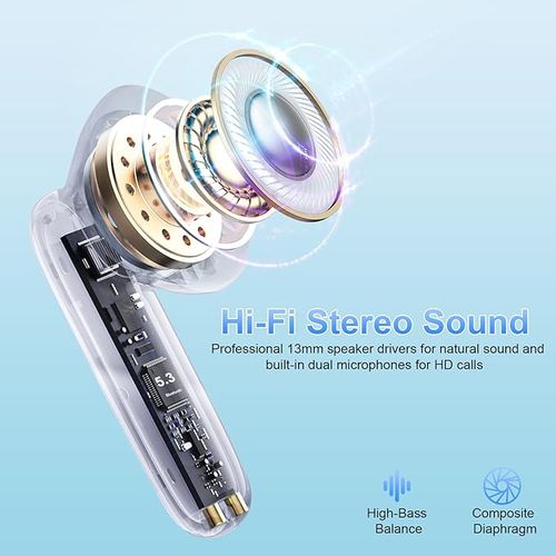Bluetooth Headphones, Wireless Bluetooth 5.3 In-Ear Headphones with 4 ENC Noise Cancelling Mic, Wireless Headphones Deep Bass Wireless Earbuds 40 Hours, IP7 Waterproof Earphones