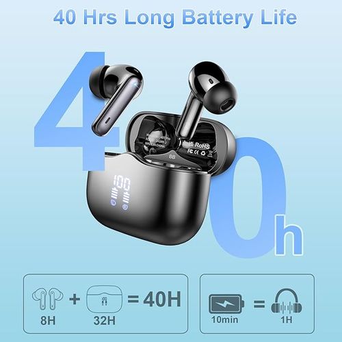 Bluetooth Headphones, Wireless Bluetooth 5.3 In-Ear Headphones with 4 ENC Noise Cancelling Mic, Wireless Headphones Deep Bass Wireless Earbuds 40 Hours, IP7 Waterproof Earphones