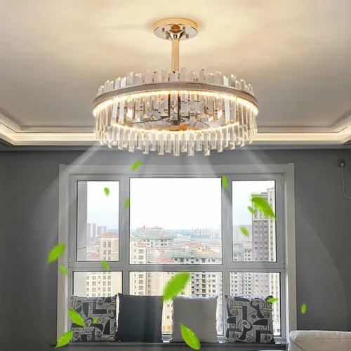 Door-to-door delivery + cash on delivery + on-site installation. Crystal ceiling fan light with remote control, modern Nordic luxury LED ceiling fan light.