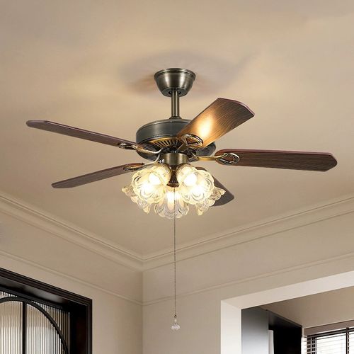 Home delivery + cash on delivery + on-site installation JACKSUN Modern American Retro Dining Room Ceiling Fan Light, Silent Pendant Light