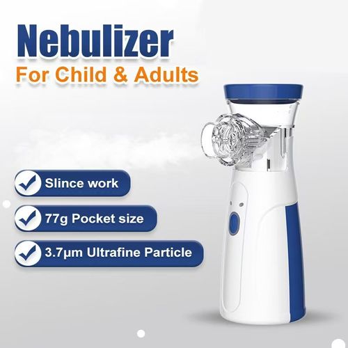 Portable Nebulizer Machine for Adults & Kids - Easy-to-Use Handheld Nebuliser with Mouthpiece & 2 Masks for Home & Travel