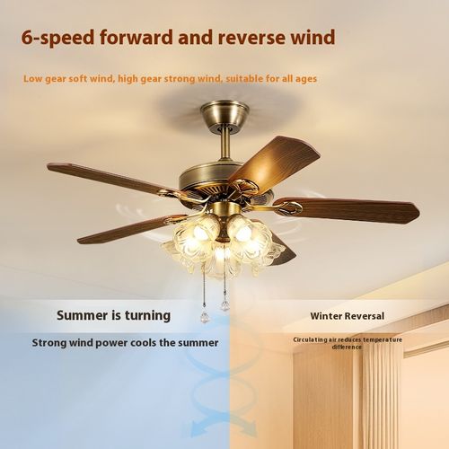 Home delivery + cash on delivery + on-site installation JACKSUN Modern American Retro Dining Room Ceiling Fan Light, Silent Pendant Light
