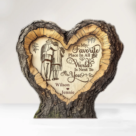 My Favorite Place In All The World Is Next To You - Personalized Acrylic Plaque, Husband And Wife Love Gift