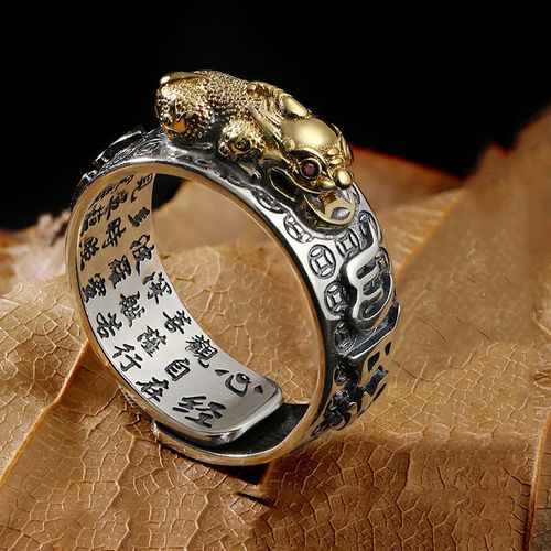 Silver-Plated Pixiu Adjustable Open Ring