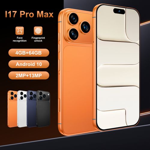 I17 Pro Max Android Smartphone, 4GB+64GB or 3GB+16GB, Global Version with 6.9-Inch Large Screen, Available in Black White Gray Gold Orange, Free Phone Case + Charger Included