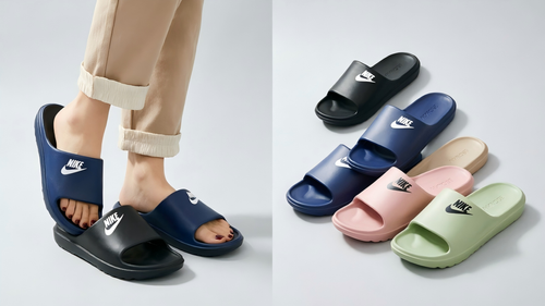Wholesale  Ergonomic Platform EVA Slippers Silent Wear‑Resistant Thick‑Sole Indoor Casual Slides With NIKE Logo