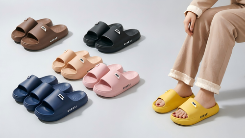 HUANXI Logo EVA Platform Slide Slippers Non‑Slip Thick Sole Soft Cushioned Indoor Outdoor Casual Slides EU40