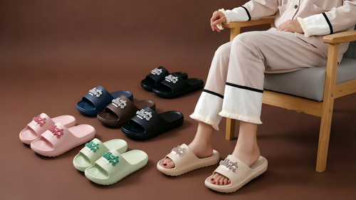 Wholesale Unisex 3D White Letter AMBROSE Logo EVA Platform Slides Soft Non‑Slip Thick‑Sole Indoor Casual Slippers