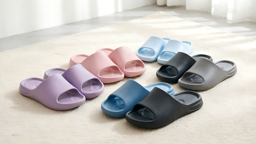 Wholesale Unisex Grid Texture Taichi Material EVA Slides Ergonomic Silent Soft Non‑Slip Thick‑Sole Indoor Casual Slippers