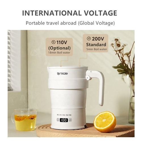 Portable Electric Kettle Foldable & Collapsible Kettle with Keep Warm Function for Outdoor & Hotel Use 700ML Hot Water Kettle.