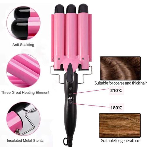 Auto RotatingHair Curling Iron 3 Barrel Hair Curling Iron Hair Crimper Big Wave Curling Crimping Iron Deep Waver Hair Curler