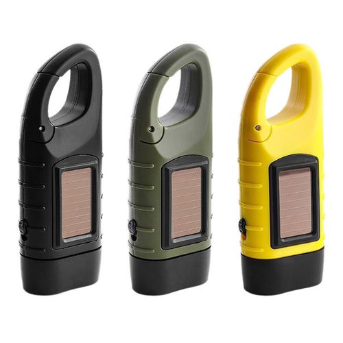 Solar Hand Crank Aluminum Alloy Flashlight with Emergency Light for Outdoor Camping Portable Manual Lighting