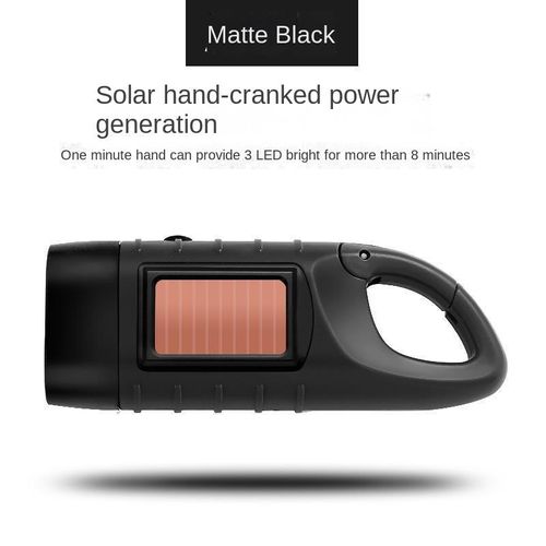 Solar Hand Crank Aluminum Alloy Flashlight with Emergency Light for Outdoor Camping Portable Manual Lighting