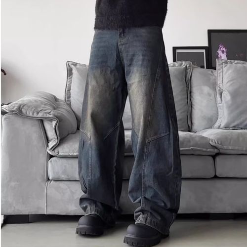 2025 Spring Men's Casual Jeans New American-Style Baggy Jeans for Men Straight Pants With Denim Fabric