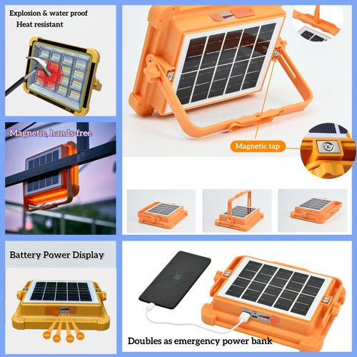 OTHC PT-LYD03 Solar LED Flood Light for Outdoor Rechargeable IP66 Portable Super Bright Power Outage Emergency Camping ABS