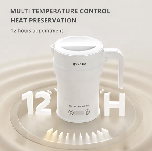 Portable Electric Kettle Foldable & Collapsible Kettle with Keep Warm Function for Outdoor & Hotel Use 700ML Hot Water Kettle.