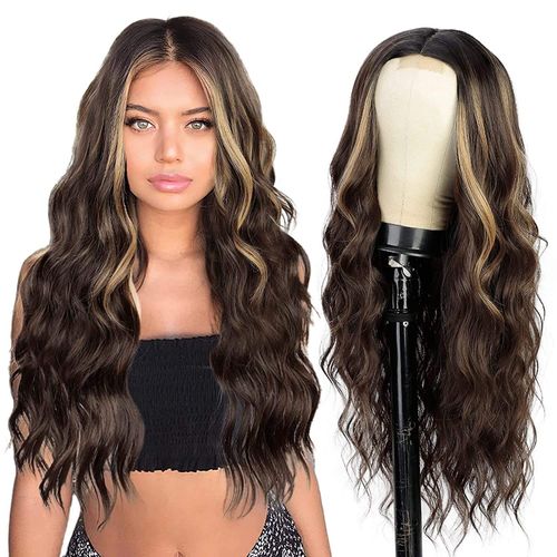 European American Women's Lace Front Wig Small Transparent High Temperature Fiber Lace 180% Density Long Curly Hair Natural Soft