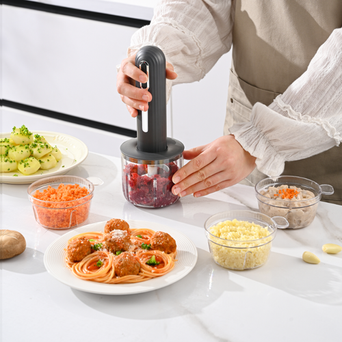 Handheld Electric Food Chopper 4 Bowls for Separate Ingredients Easy to Organize