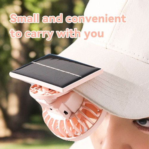 Hot Selling Mini Portable 3 Speeds Clip-on Fan Table Outdoor Sun Bucket Hat Solar Panel Powered Charging Fan