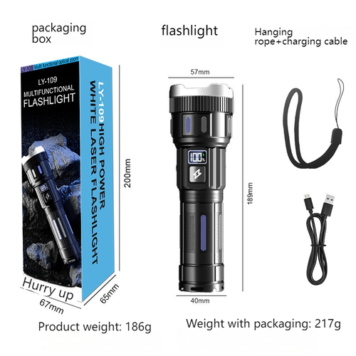 Rechargeable Tactical LED IP65 Rated UV Laser White Portable ABS Telescopic Camping Outdoor Torch USB New Cross-Border Product